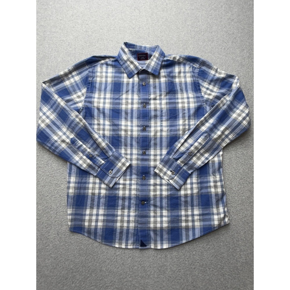 UNTUCKit Fiano Shirt Mens Large Blue Plaid Long Sleeve Button Front Cotton